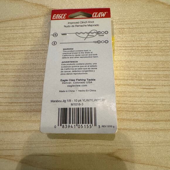 Eagle Claw LOT OF 4 (40 Total) Laker Maribou Jig 1/8 10ct Yellow/Yellow/Yellow - Picture 3 of 7